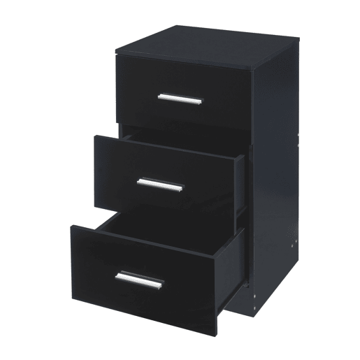 Conjunto de 2 mesas de cabeceira Aurdal com 3 gavetas em aglomerado 66x37x34.5cm - Preto alto brilho en.casa