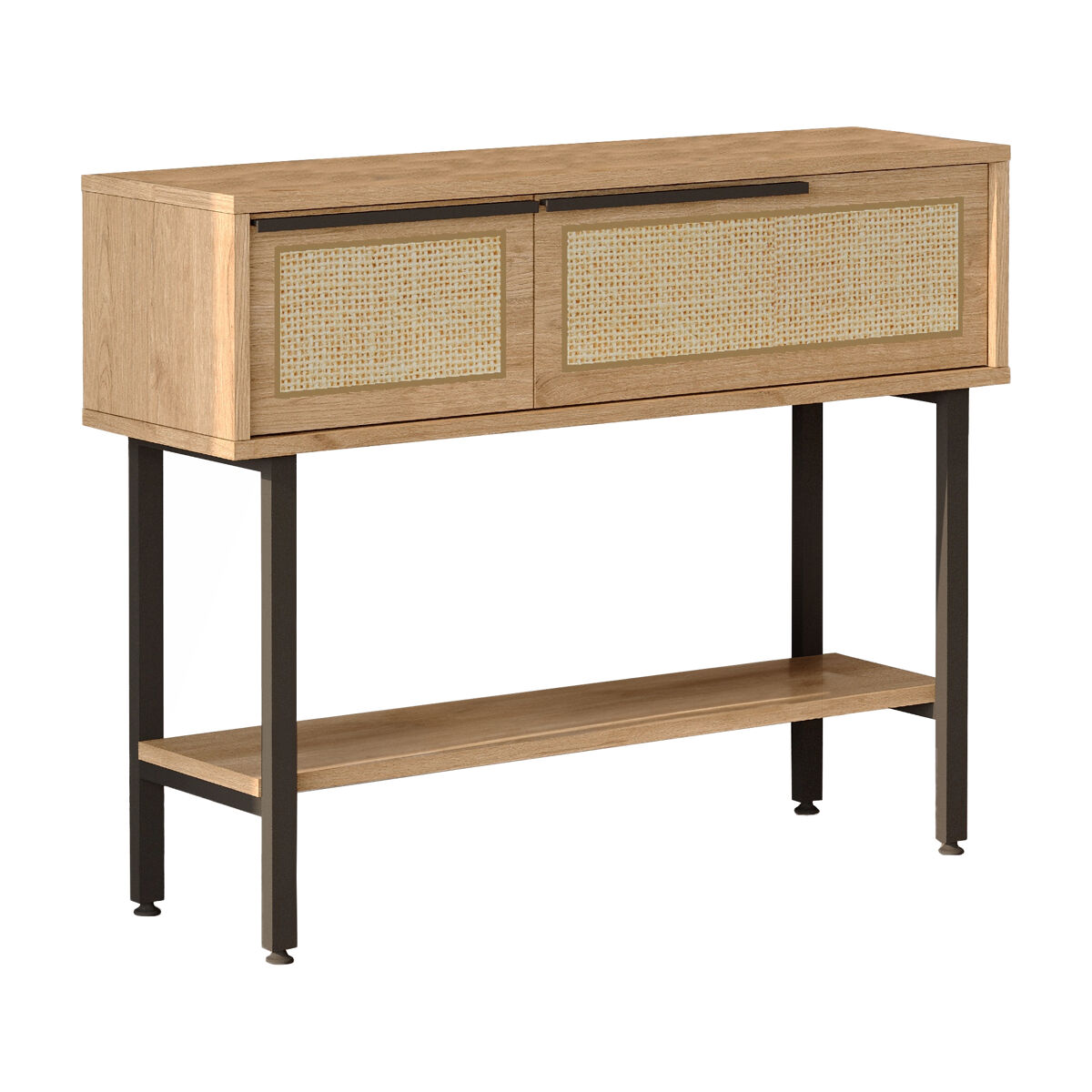 Mesa consola kvænangen con compartimentos 100x29.5x76cm - efecto roble [en.casa]