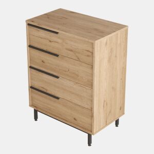 Cómoda Vesanto com 4 gavetas - 95x75x44,5cm - Carvalho em casa.