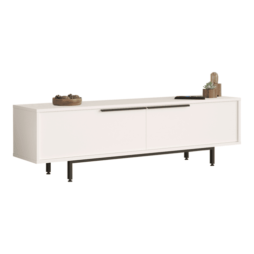 Mesa de TV Urejovle com 2 portas de aglomerado 160x35.5x45cm - Branco en.casa