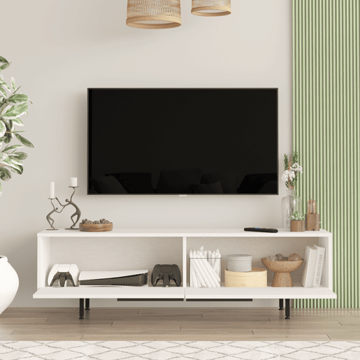 Mesa de TV Urejovle com 2 portas de aglomerado 160x35.5x45cm - Branco en.casa