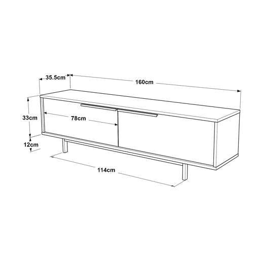 Mesa de TV Urejovle com 2 portas de aglomerado 160x35.5x45cm - Branco en.casa