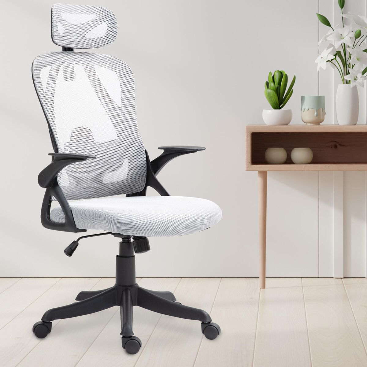 Silla de oficina taos tela gris 66x58x122 cm