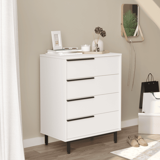 Cómoda Vesanto com 4 gavetas - 95x75x44,5cm - Branco en.casa.