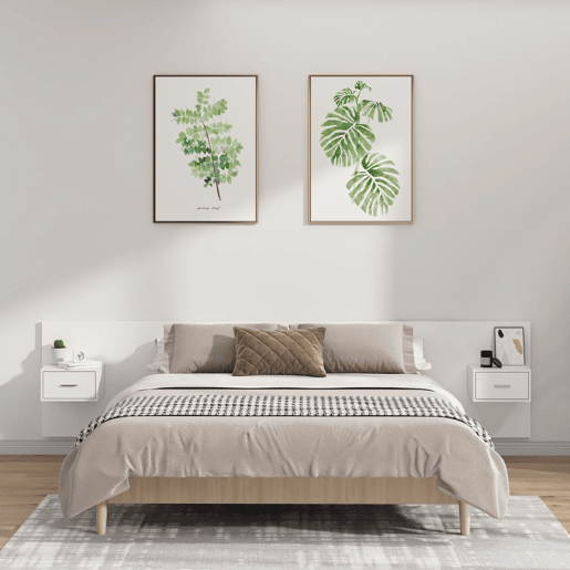 vidaXL Cabeceira cama + armários madeira processada branco vidaXL Cabeceira cama + armários madeira processada branco