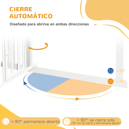 PawHut Barreira de Segurança para Cães com Porta Pequena Barreira para Animais de Estimação Extensível com Fechamento Automático e Sistema Duplo de Bloqueio 74-101x104,1 cm Branco