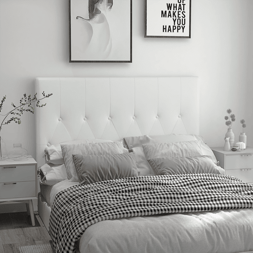 HOMCOM Cabeceira de Cama 160cm Cabeceira de Cama Estofada em Linho e Acolchoada 2 Formas de Uso Vertical ou Montado na Parede 160x7x120cm Branco