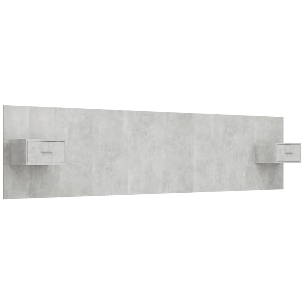 vidaxl cabecero de cama y mesitas madera contrachapada gris hormigon