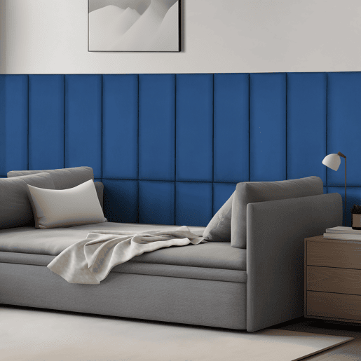 Conjunto de 2 painéis de parede acolchoados Carpino veludo 90x30cm - Azul marinho neu.haus