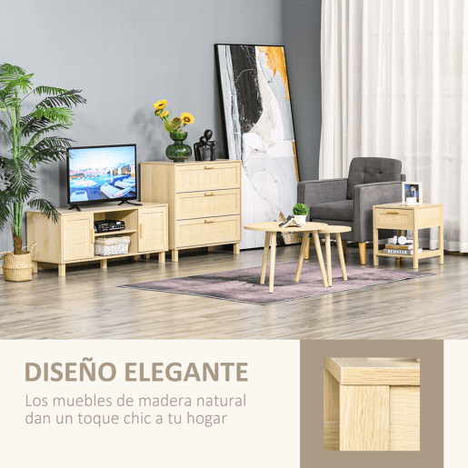 HOMCOM Conjunto de 2 Mesas de Cabeceira Mesas de Cabeceira com Gaveta de Vime e Prateleira Inferior Capacidade 40 kg para Quarto Sala 40x40x48 cm Natural HOMCOM Conjunto de 2 Mesas de Cabeceira Mesas de Cabeceira com Gaveta de Vime e Prateleira Inferior Capacidade 40 kg para Quarto Sala 40x40x48 cm Natural