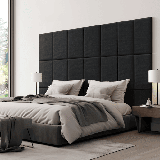 Conjunto de 3 painéis de parede acolchoados Carpino têxtil 60x30cm - Preto neu.haus