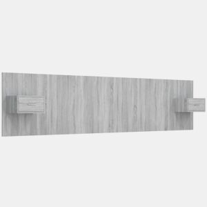 vidaXL Cabeceira cama + armários madeira processada sonoma cinzento