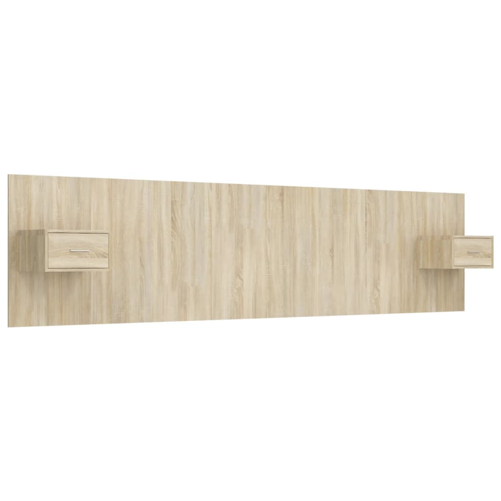 Vidaxl cabecero de cama con mesitas madera contrachapada roble sonoma