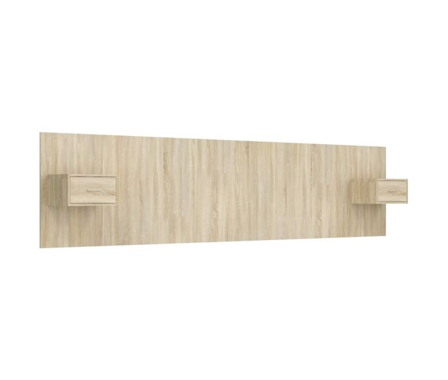 Vidaxl cabecero de cama con mesitas madera contrachapada roble sonoma