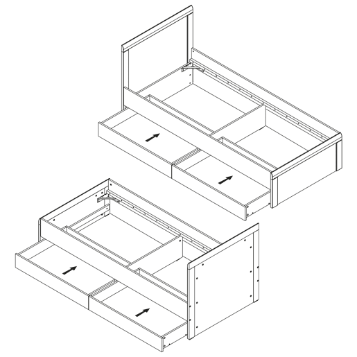 Cama 90x200 gavetas incluídas Teo Branco e Madeira