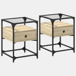 vidaXL Mesas de cabeceira 2 pcs derivados de madeira carvalho sonoma