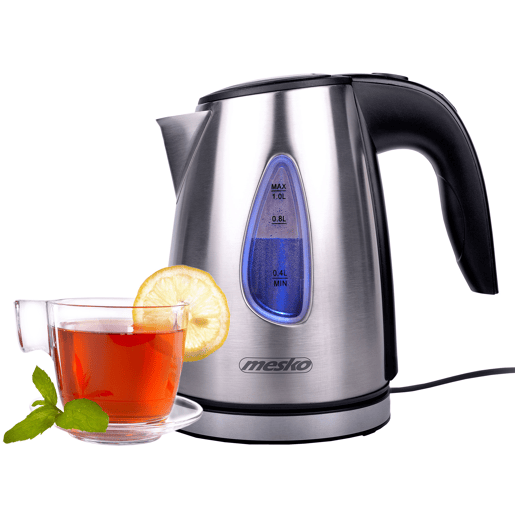 Mesko MS1351 Jarro Eléctrico 1,0 L, Chaleira Eléctrica, Aço Inoxidável sem BPA, Sem Fios, 1630, Prata