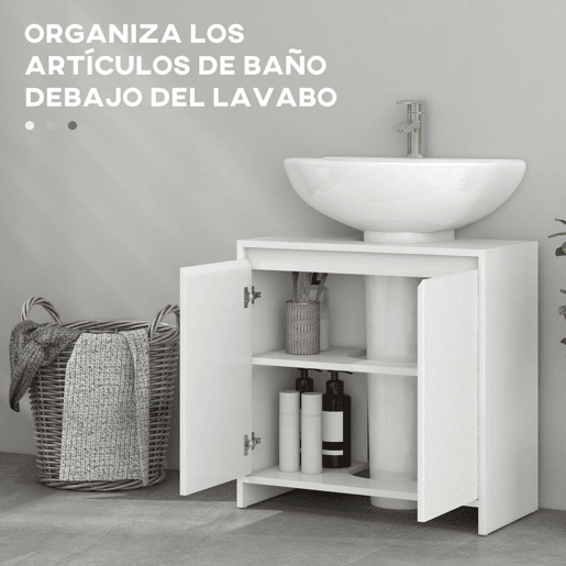 HOMCOM Móvel para Lavatório Pousar Móvel para Lavatório Moderno com Prateleira Anti-Tombo Carga 40 kg 60x30x60 cm Branco