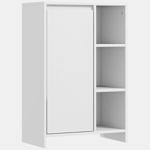 HOMCOM Móvel Auxiliar de Casa de Banho Armário Casa de Banho com Prateleiras Abertas Porta e Prateleira Ajustável para Sala de Estar Dormitório 53x30x80 cm Branco
