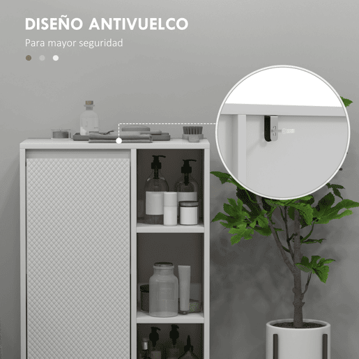 HOMCOM Móvel Auxiliar de Casa de Banho Armário Casa de Banho com Prateleiras Abertas Porta e Prateleira Ajustável para Sala de Estar Dormitório 53x30x80 cm Branco
