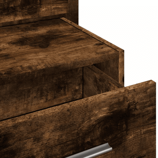 vidaXL Mesa de cabeceira de parede com luzes LED carvalho fumado