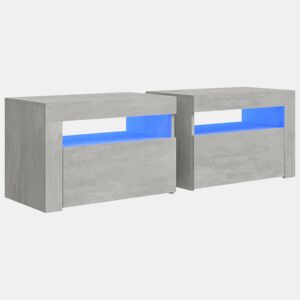 vidaXL Mesas cabeceira c luzes LED 2 pcs 60x35x40 cm cinzento cimento