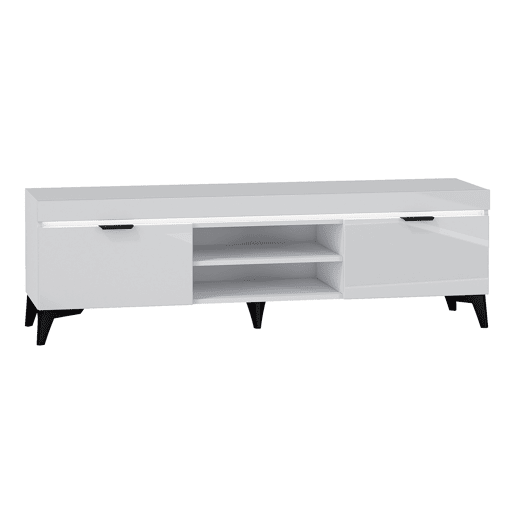 Meuble TV 2 portes 157 cm LED inclus Ruben Blanc