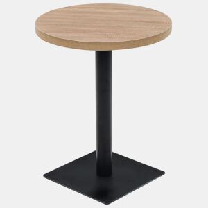 vidaXL Mesa bistrô MDF e aço redonda 60x75 cm cor de carvalho