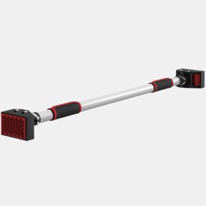 SPORTNOW Barra de Elevação para Porta Barra para Fazer Elevações Ajustável de 95 cm a 123 cm Carga 200 kg para Exercícios e Treino em Casa Ginásio Vermelho e Preto