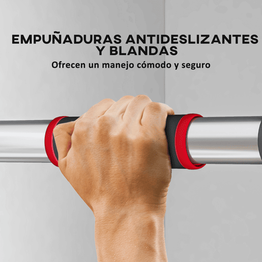 SPORTNOW Barra de Elevação para Porta Barra para Fazer Elevações Ajustável de 95 cm a 123 cm Carga 200 kg para Exercícios e Treino em Casa Ginásio Vermelho e Preto
