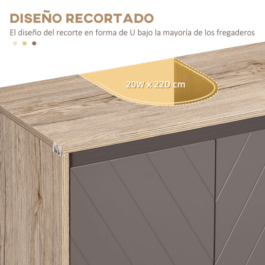 HOMCOM Conjunto de Casa de Banho Inclui 1 Móvel para Lavatório 1 Armário de Casa de Banho com Espelho e 1 Coluna de Casa de banho com Prateleira Ajustável Carvalho e Cinza