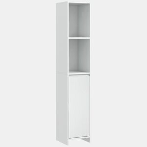 HOMCOM Coluna Casa de Banho Armário Alto Casa de Banho com Porta 2 Prateleiras Abertas Anti-Tombo Estilo Moderno 30x30x160 cm Branco