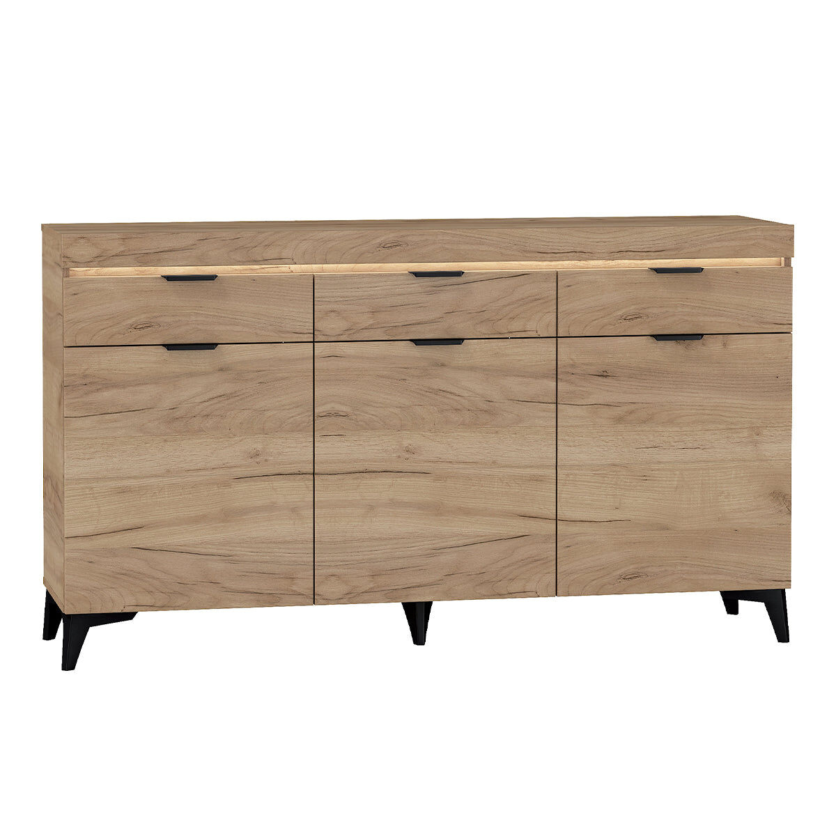 Bufé 3 puertas 3 cajones con led ruben madera