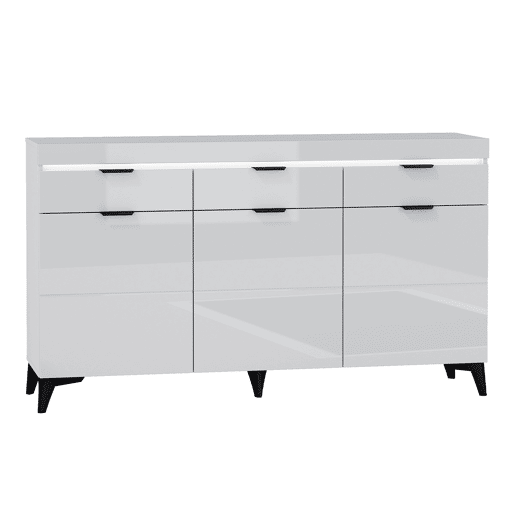 Buffet 3 portes 3 tiroirs LED inclus Ruben Blanc