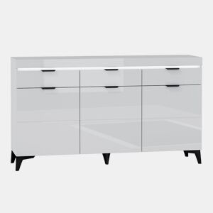 Buffet 3 portes 3 tiroirs LED inclus Ruben Blanc