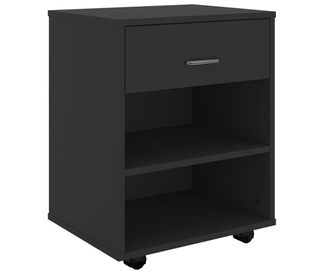 Vidaxl armario con ruedas madera contrachapada negro 46x36x59 cm