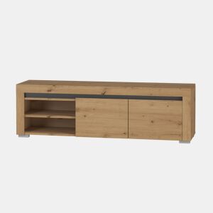 Meuble TV 2 portes 152 cm LED inclus Kasla Bois et Anthracite