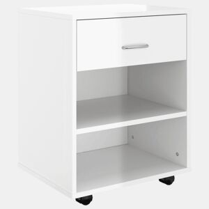 vidaXL Móvel com rodas 46x36x59 cm derivados madeira branco brilhante