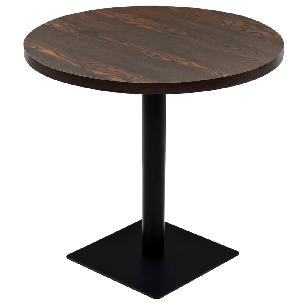 Vidaxl mesa de bar bistró mdf y acero redonda fresno oscuro 80x75 cm