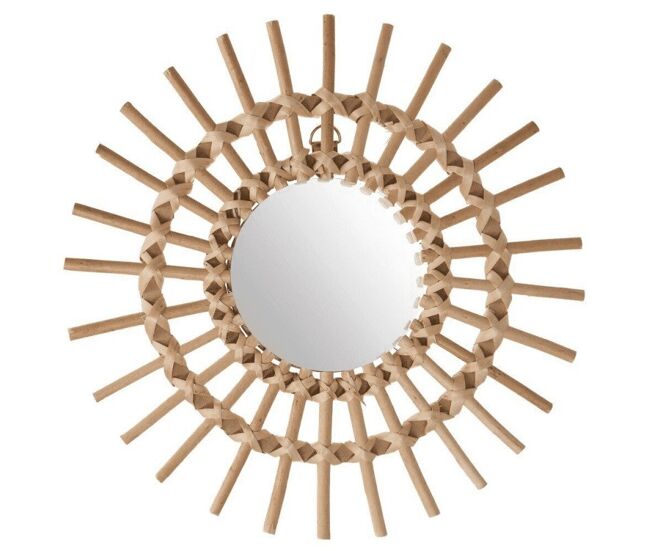 Espejo pequeño de rattan marrón 30x11cm