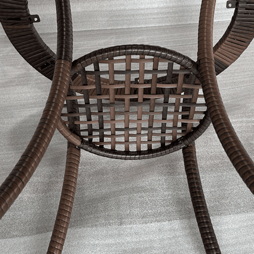 Outsunny Mesa de Vime Redonda Ø64x71 cm Mesa de Jardim com Estante Estrutura de Aço e Tampo de Vidro Suporta 50 kg para Terraço Pátio Castanho