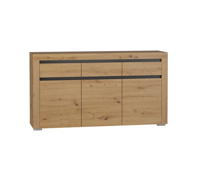 Bufé 3 puertas 3 cajones con led kasla madera y antracita