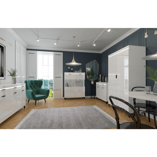 Buffet 2 portes 2 tiroirs LED inclus Ruben Blanc