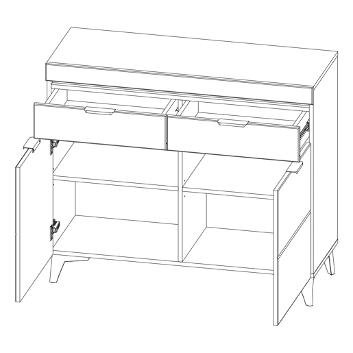 Buffet 2 portes 2 tiroirs LED inclus Ruben Blanc