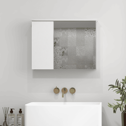 HOMCOM Armário Casa de Banho com Espelho Armário com Espelho para Casa de Banho com Prateleira Ajustável Móvel Casa de Banho Estilo Moderno 65x15x49 cm Branco