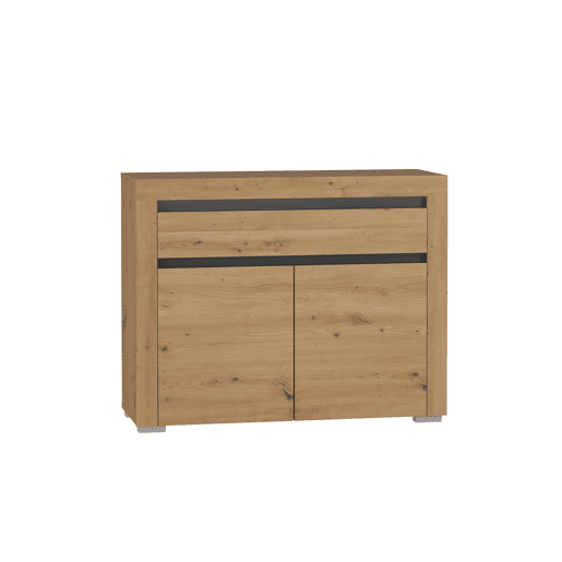 Aparador 2 portas 1 gaveta LED incluída Kasla Madeira e Antracite