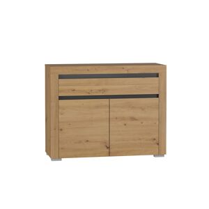 Aparador 2 portas 1 gaveta LED incluída Kasla Madeira e Antracite