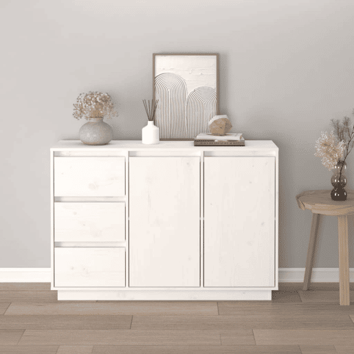 vidaXL Aparador 111x34x75 cm madeira de pinho maciça branco vidaXL Aparador 111x34x75 cm madeira de pinho maciça branco