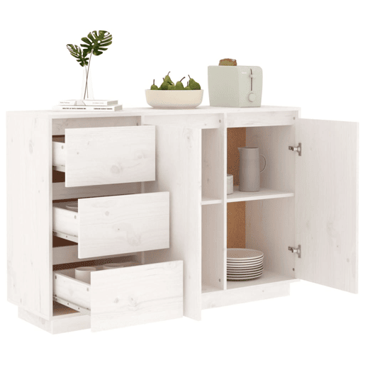 vidaXL Aparador 111x34x75 cm madeira de pinho maciça branco vidaXL Aparador 111x34x75 cm madeira de pinho maciça branco