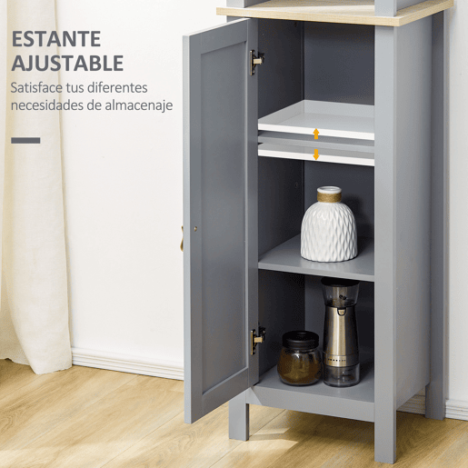 kleankin Conjunto Móveis Casa de Banho Coluna Casa de banho e Móvel para Lavatório Pousar com Prateleira Ajustável Estilo Moderno 39x30x168 cm 60x30x60 cm Cinza